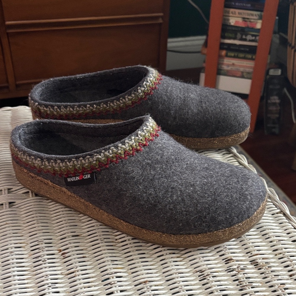 Haflinger wool Slippers with Colorful Trim